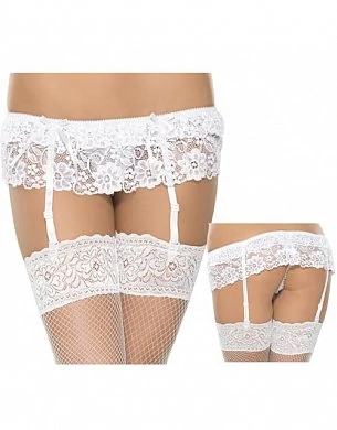 Пояс для чулок и стринги белые L/XL — купить в секс-шопе LoveDoctor