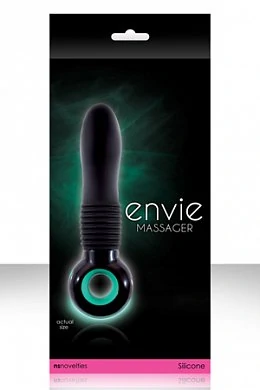 Вибромассажер с дополнительным ребристым основанием для стимуляции. 