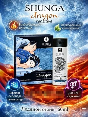 Интимный крем для мужчин Shunga Dragon sensitive эффект "Ледяного огня" 60 мл — купить в секс-шопе LoveDoctor