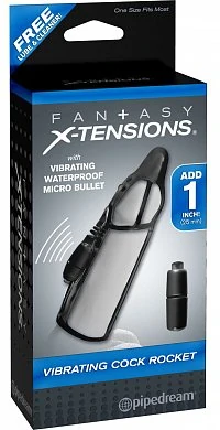 Вибронасадка Fantasy X-tensions Vibrating Cock Rocket черная 17,7 см — купить в секс-шопе LoveDoctor