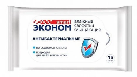 Салфетки антибактериальные Эконом влажные 15 шт — купить в секс-шопе LoveDoctor