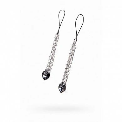 Украшение для груди с кристаллами Swarovski черно-серебристое — фото 4