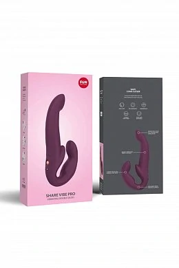 Анатомический безремневой страпон Share Vibro Pro бордовый 25 см — фото 4