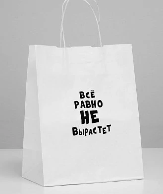 Пакет подарочный "Все равно не вырастет" 24х10х30 см — фото 3
