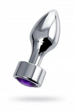 Анальная втулка с фиолетовым кристаллом Butt Plug Silver 9,5 см — купить в секс-шопе LoveDoctor