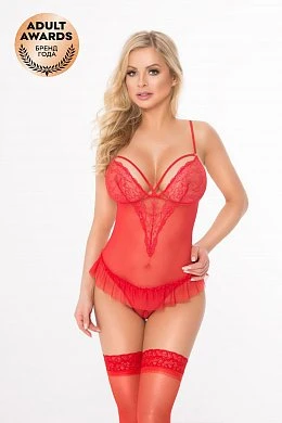 Боди SoftLine Collection Emily красный M/L — купить в секс-шопе LoveDoctor