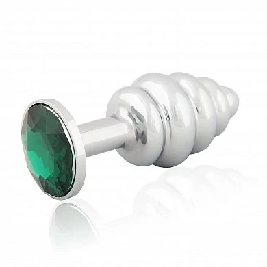 Анальная Пробка Butt Plug Silver ребристая изумрудный 7,5 см — купить в секс-шопе LoveDoctor