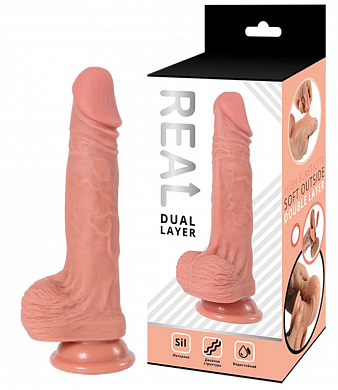 Реалистичный фаллоимитатор Real Dual Layer 20 см — купить в секс-шопе LoveDoctor