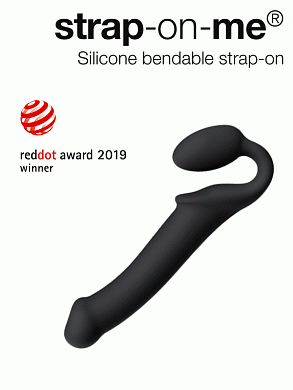 Безремневой нереалистичный страпон Strap-on-me M силикон черный 24,5 см — фото 2