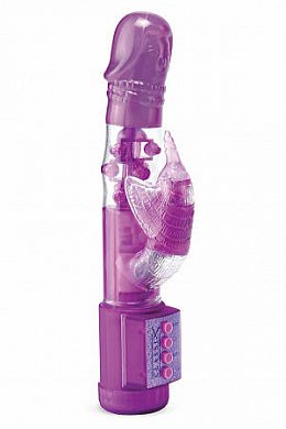 Хай-тек Jelly Pearl фиолетового цвета с отростком для стимуляции клитора в виде колибри.